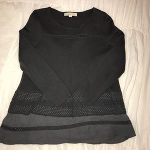 LOFT grey sweater with lace detailing